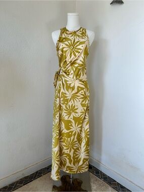 House of Harlow 1960 Ruched Side Cutout Satin Maxi Dress NWT S
